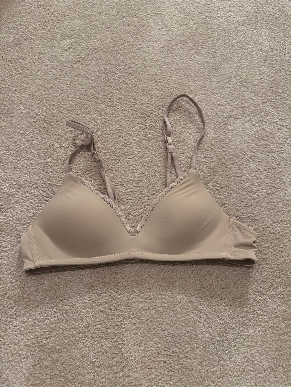 aerie Smooth Lace-Trim Wireless Bralette in Nude Taupe